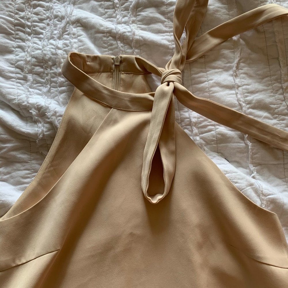 Nude High Neck Cocktail Dress